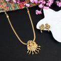 Antique Goddess Lakshmi Pendant Necklace & Earring Set - Zaarva
