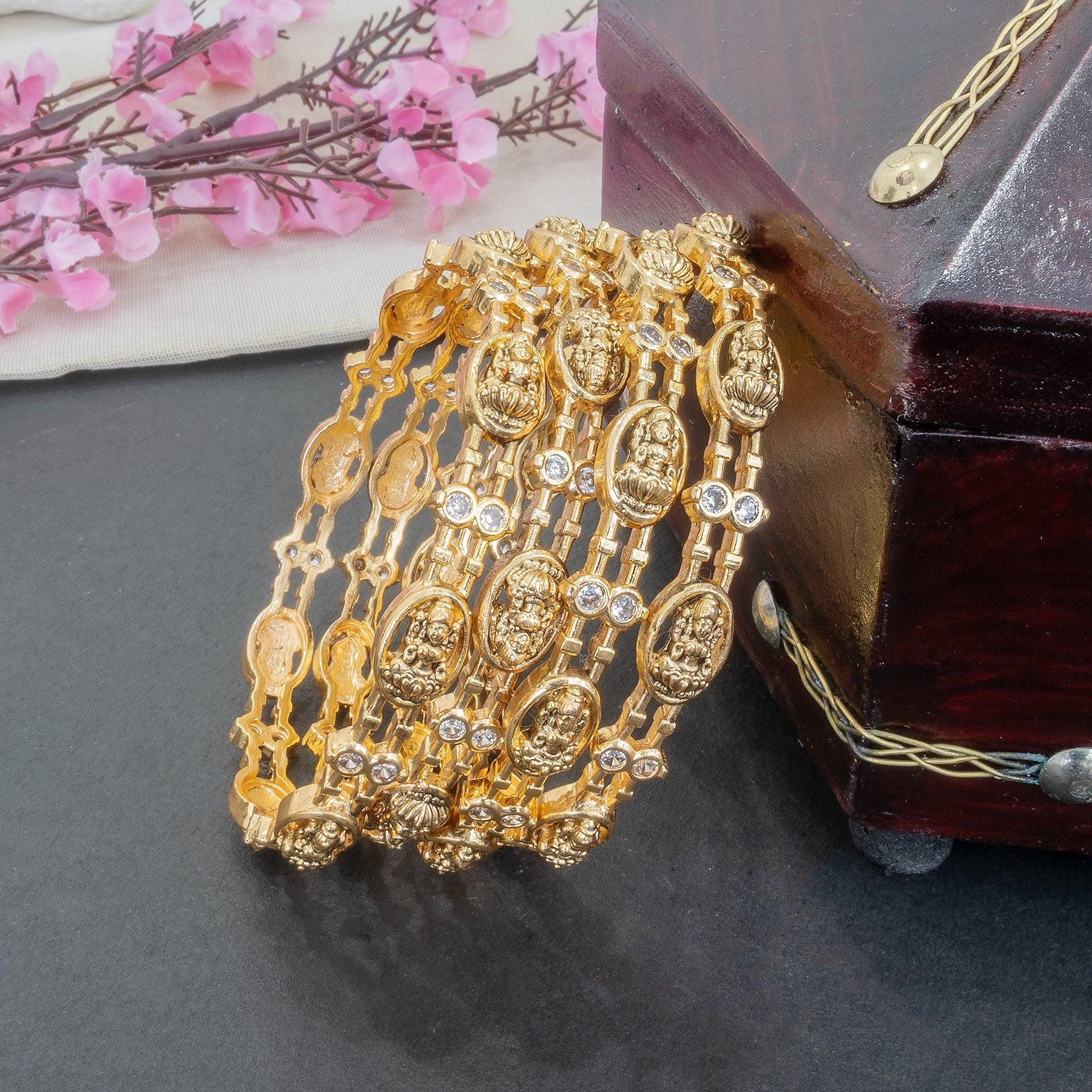 Anahata Lakshmi Temple Bangles - SET OF 4 - Zaarva