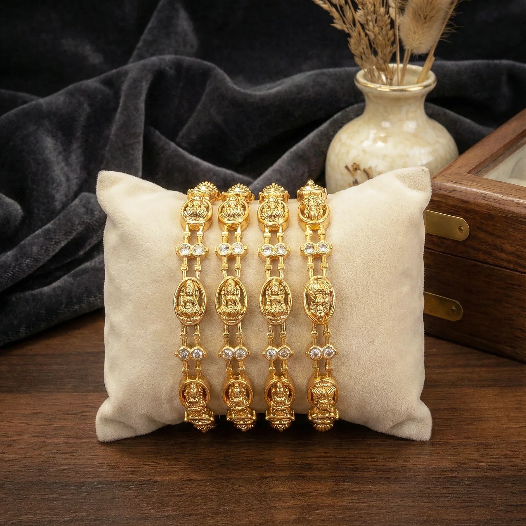 Anahata Lakshmi Temple Bangles - SET OF 4 - Zaarva