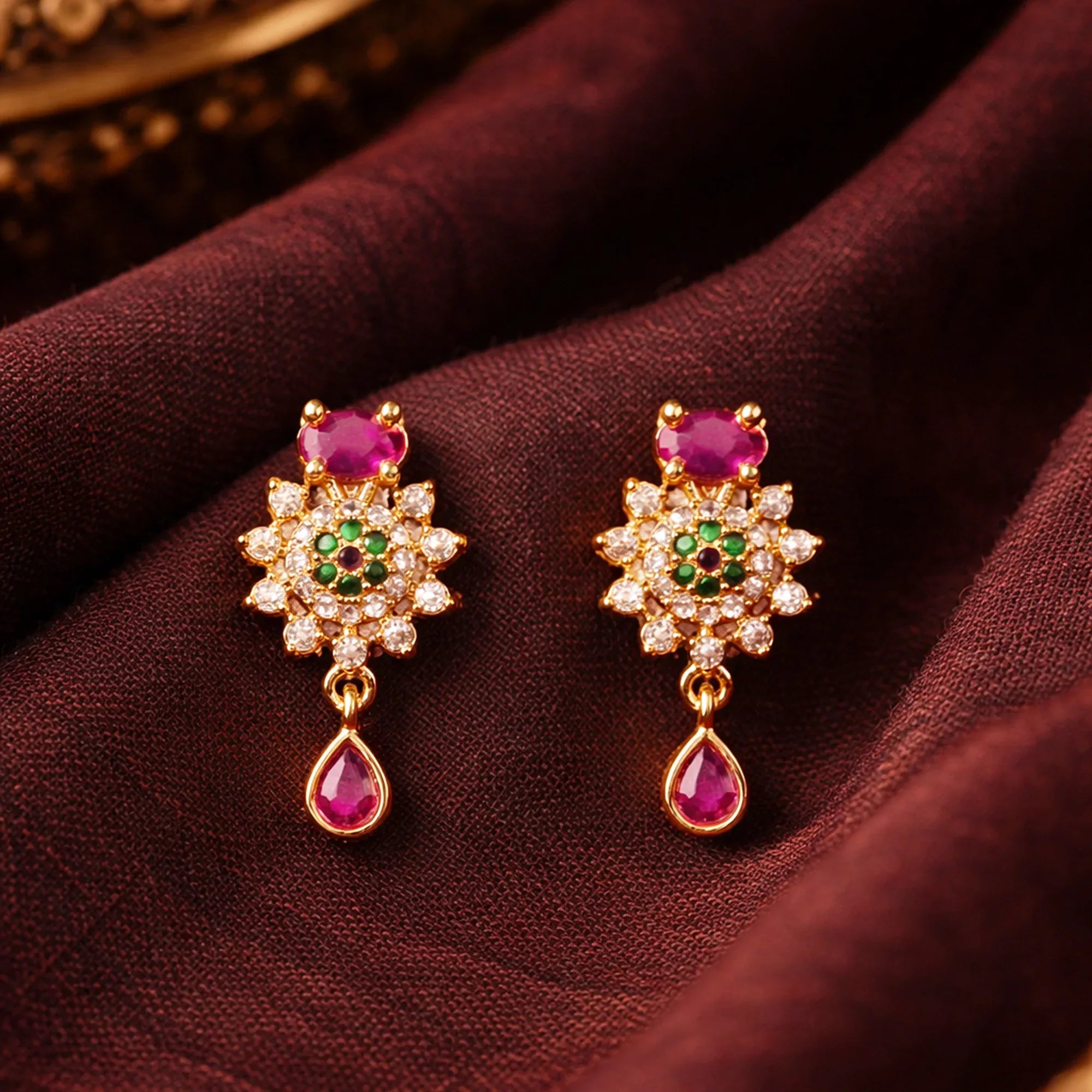 Aaliya Noor Drop Earrings (Hot Pink/White/Multicolor) - Zaarva