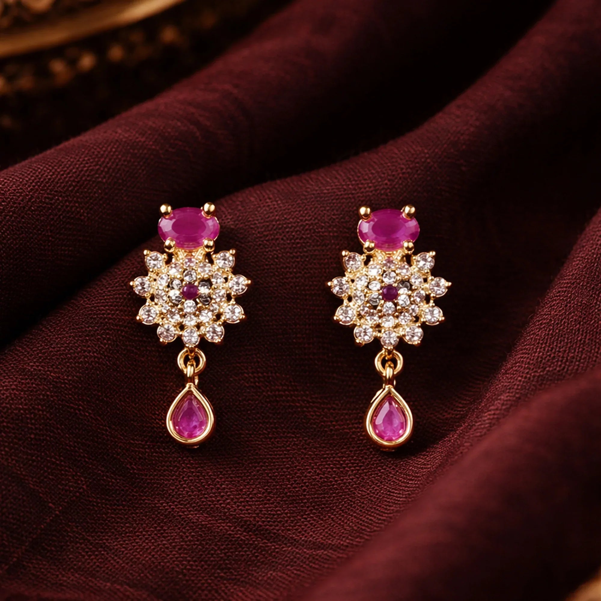 Aaliya Noor Drop Earrings (Hot Pink/White/Multicolor) - Zaarva